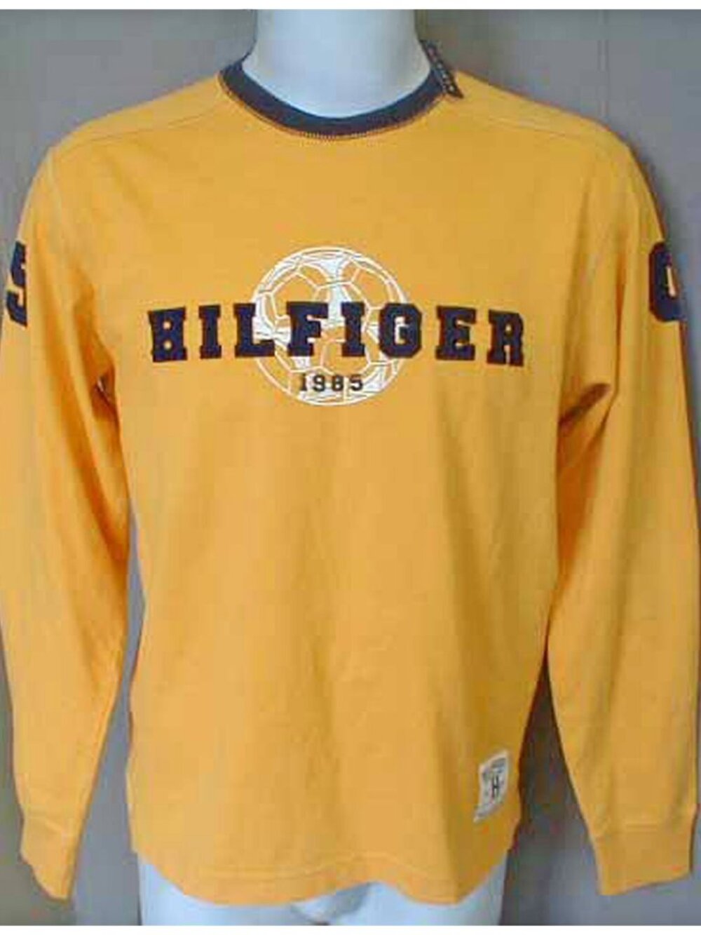 NEW Vintage Tommy Hilfiger T Shirt! XL Gold With Big "Hilfiger" & Soccer Ball